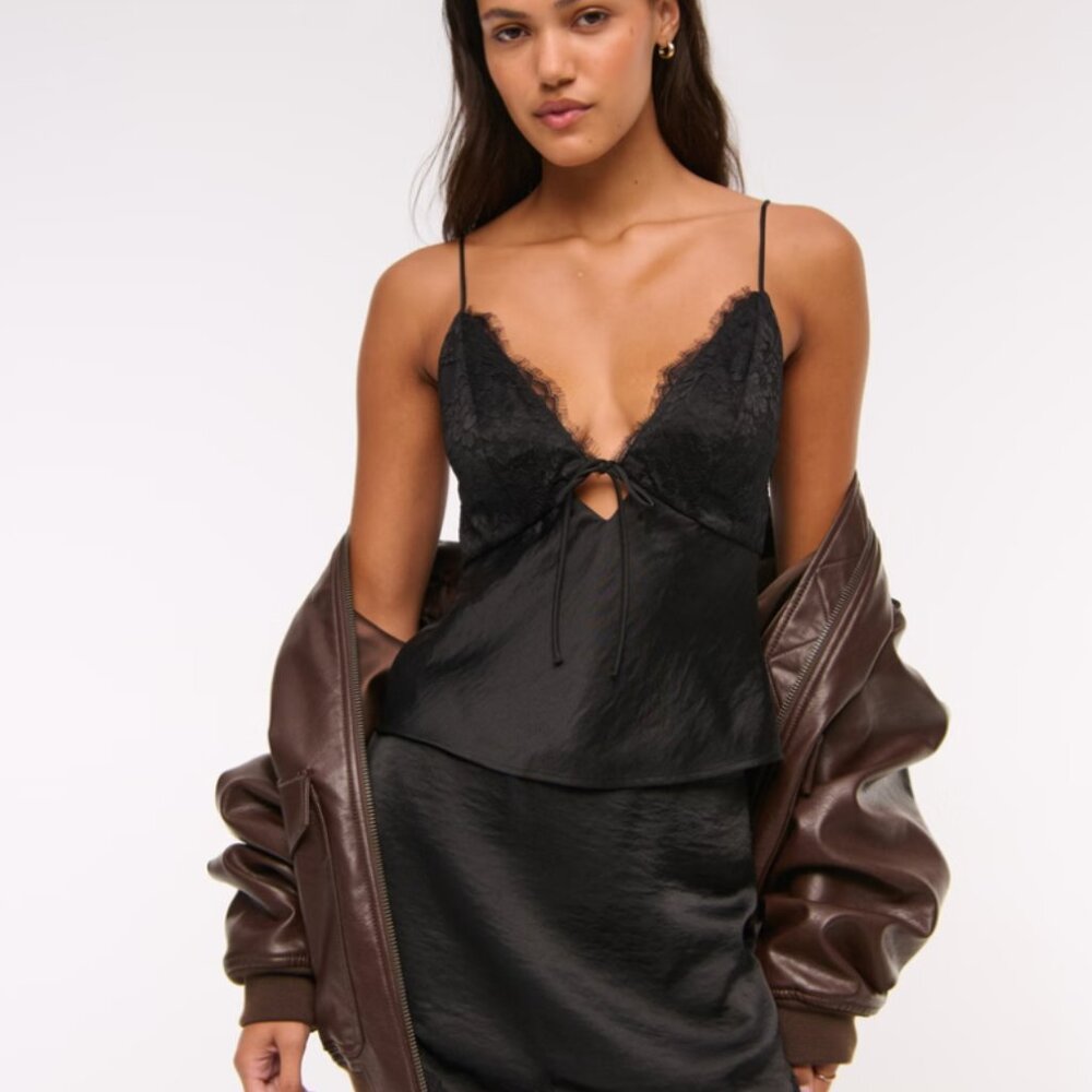 Abercrombie Satin Tie Front Cami